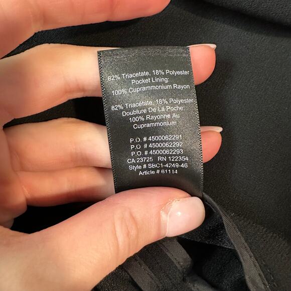 Aritzia Babaton Power Hip Blazer Open Front Ruched 3/4 Sleeve Jacket Crepe Black - Picture 14 of 15